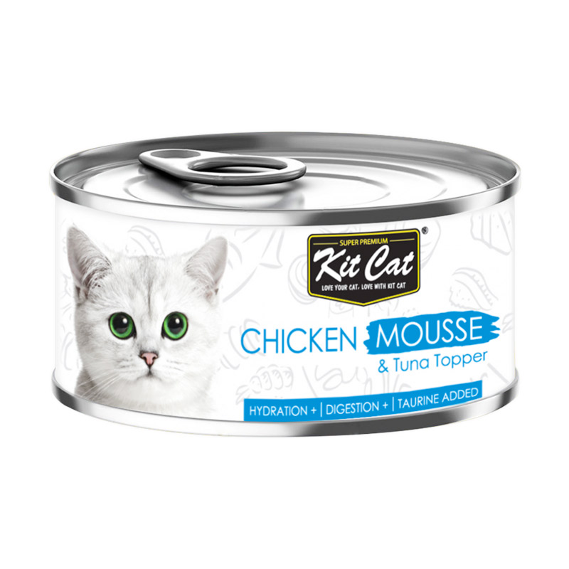Kit Cat Chicken Mousse with Tuna Topper 80g — Wet Cat Food available at VetPulse Veterinary Centre, Al Muwaileh Sharjah