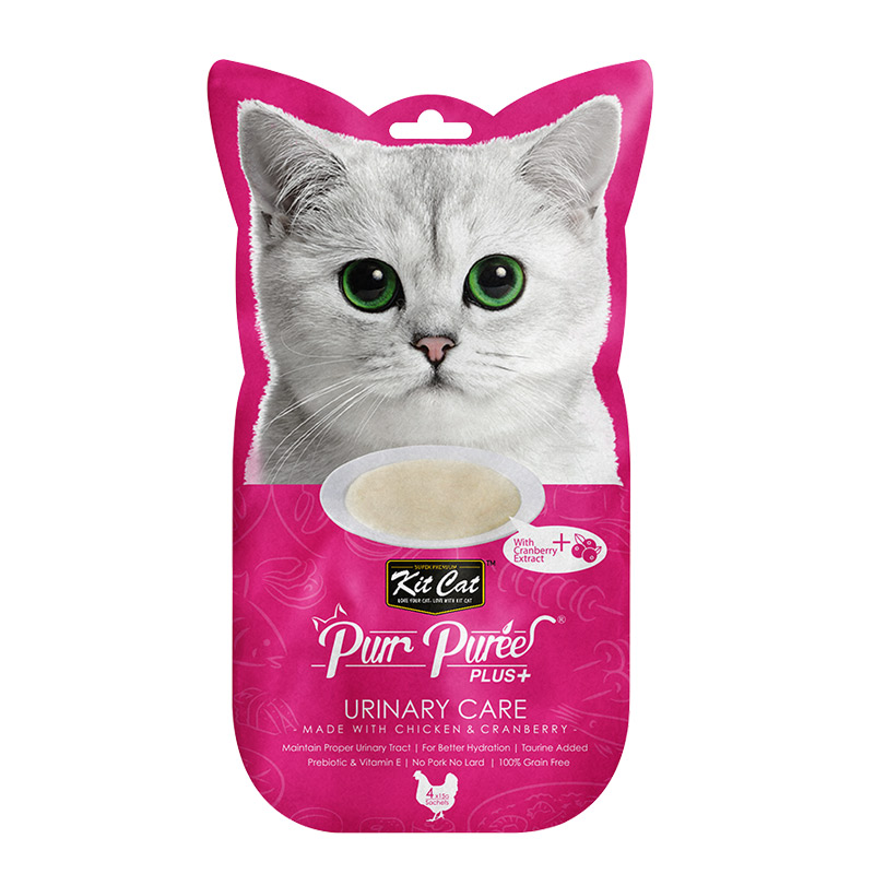 Kit Cat Purr Puree Plus+ Chicken & Cranberry (Urinary Care) 15G — Cat Treats available at VetPulse Veterinary Centre, Al Muwaileh Sharjah