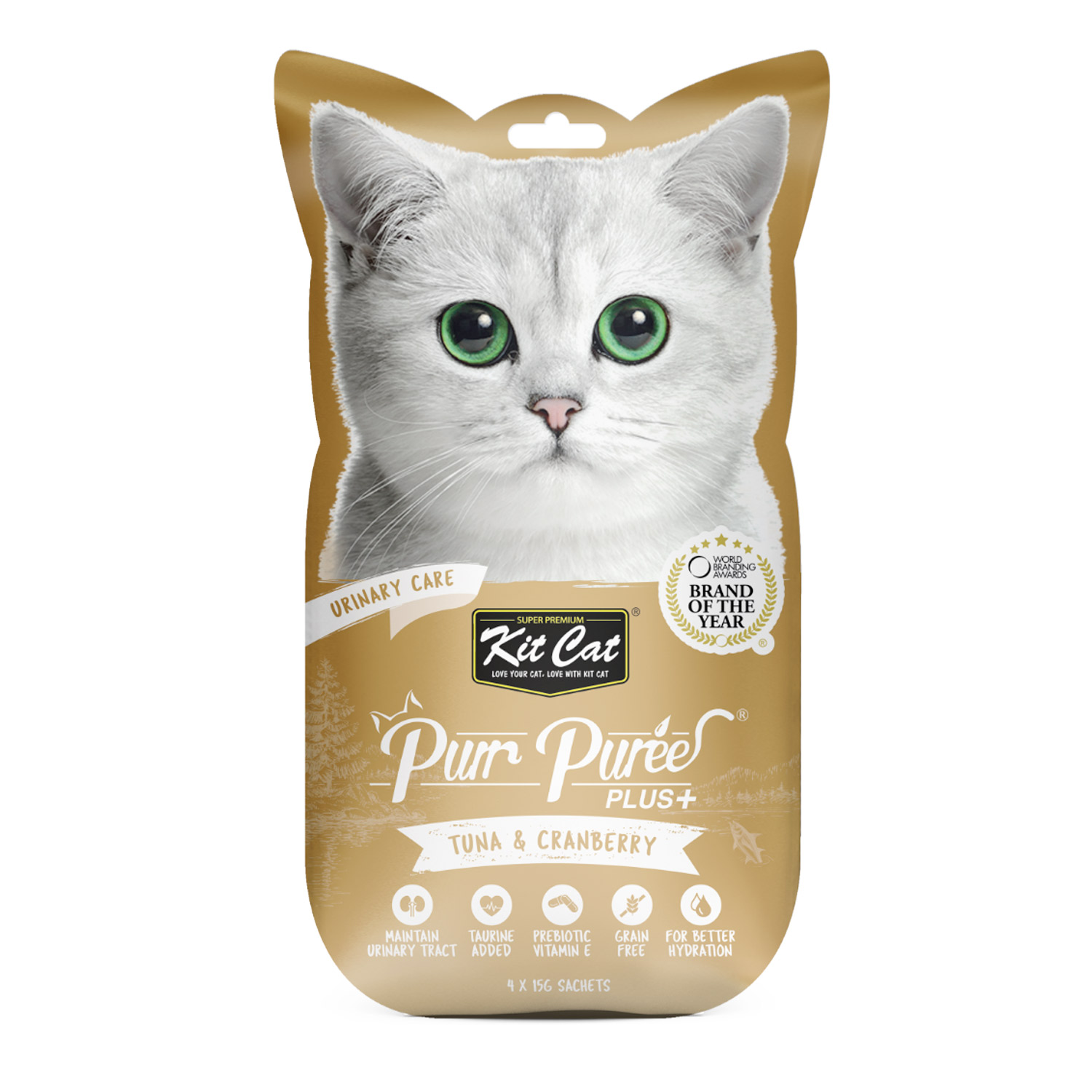 Kit Cat Purr Puree Plus+ Tuna & Cranberry (Urinary Care) 15G — Cat Treats available at VetPulse Veterinary Centre, Al Muwaileh Sharjah