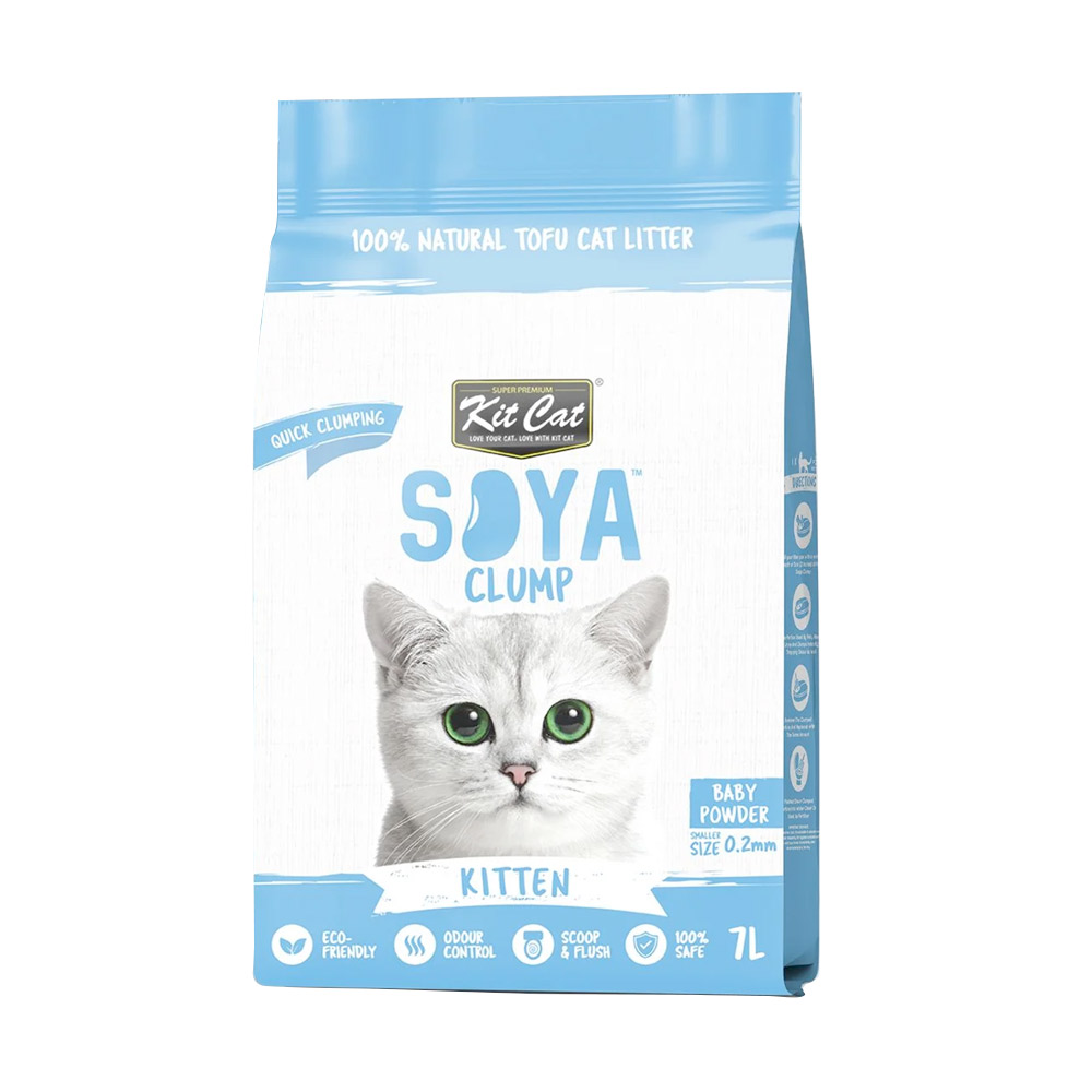 Kit Cat Soybean Litter Soya Clump Kitten Baby Powder 7L 7 LITRES — Cat Litter available at VetPulse Veterinary Centre, Al Muwaileh Sharjah