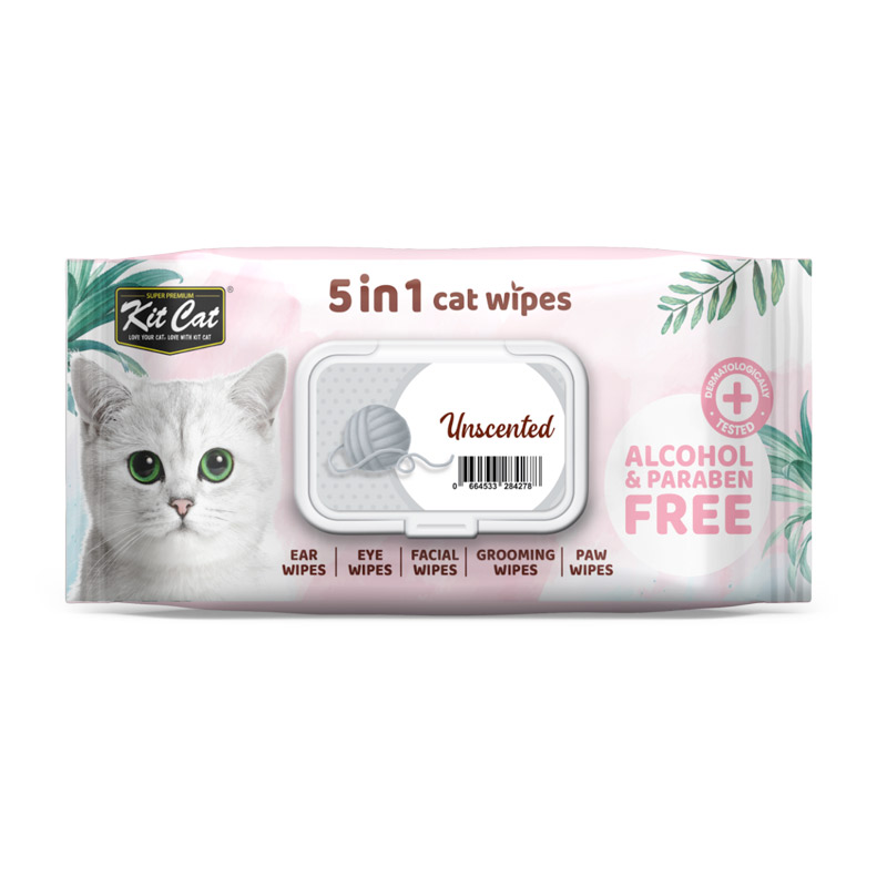 Kit Cat 5-in-1 Cat Wipes Unscented 80 wipes — Pet Supplement available at VetPulse Veterinary Centre, Al Muwaileh Sharjah