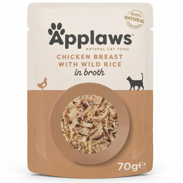 Applaws Chicken with Wild Rice in Broth Wet Cat Food 70g Pouch available at VetPulse Veterinary Centre, Al Muwaileh Sharjah