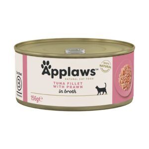 Applaws Tuna Fillet with Prawn in Broth Wet Cat Food 156g Tin available at VetPulse Veterinary Centre, Al Muwaileh Sharjah