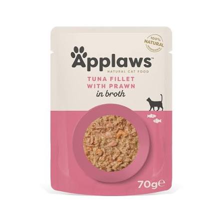 Applaws Tuna & Prawn Adult Wet Cat Food 70g Pouch available at VetPulse Veterinary Centre, Al Muwaileh Sharjah