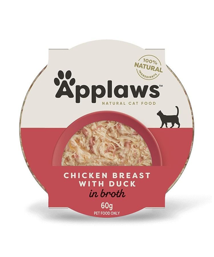 Applaws Chicken Breast with Duck in Broth Wet Cat Food 60g Pot available at VetPulse Veterinary Centre, Al Muwaileh Sharjah