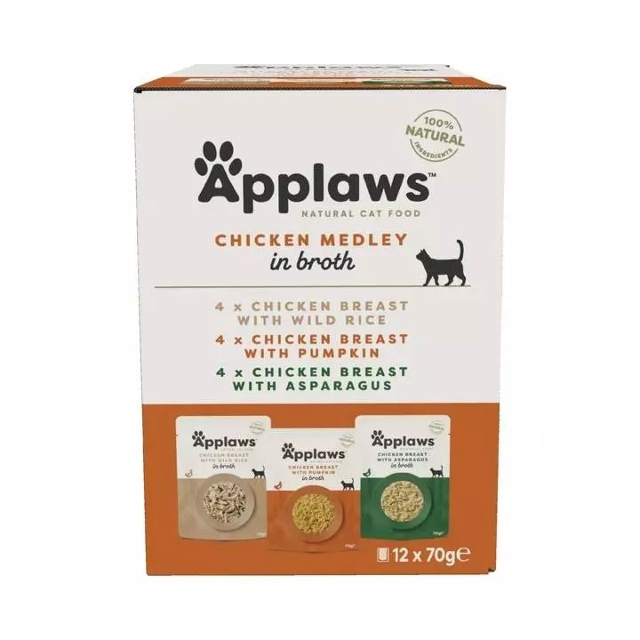 Applaws Chicken Multipack Adult Wet Cat Food 12 x 70g Pouch available at VetPulse Veterinary Centre, Al Muwaileh Sharjah