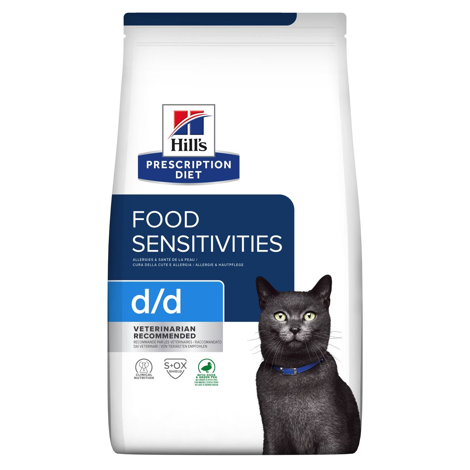 Hill’s Prescription Diet Food Sensitivities d/d Cat Food With Duck & Green Pea (1.5kg) — Veterinary Diet Cat Food available at VetPulse Veterinary Centre, Al Muwaileh Sharjah