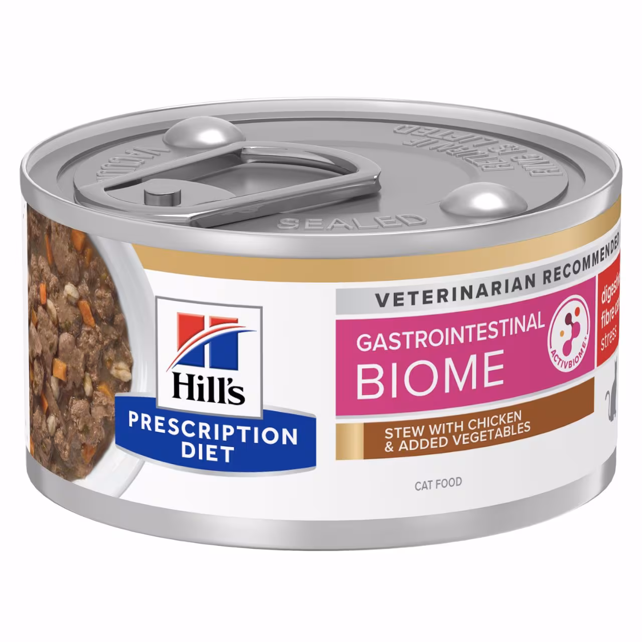 Hill’s Prescription Diet Gastrointestinal Biome Stress Wet Cat Food Stew with Chicken & added vegetables 82g — Veterinary Diet Wet Cat Food available at VetPulse Veterinary Centre, Al Muwaileh Sharjah