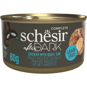 Schesir After Dark Wholefood In Broth For Cat - Chicken With Quail Egg 80g — Wet Cat Food available at VetPulse Veterinary Centre, Al Muwaileh Sharjah