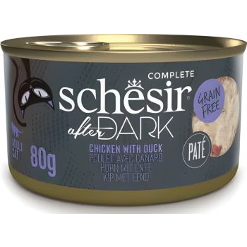 Schesir After Dark Chicken and Duck in Pate Canned Cat Food 80g — Wet Cat Food available at VetPulse Veterinary Centre, Al Muwaileh Sharjah