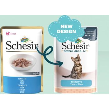Schesir Kitten Pouch Jelly Tuna 85gm — Wet Cat Food available at VetPulse Veterinary Centre, Al Muwaileh Sharjah