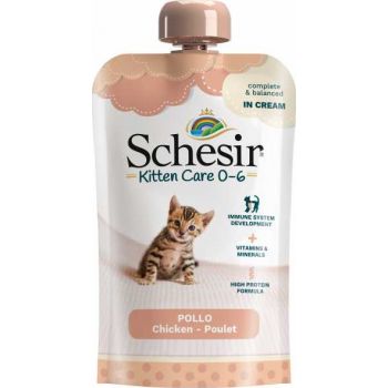 Schesir Kitten Pouch Cream 0-6 Chicken Wet Food 150g — Wet Cat Food available at VetPulse Veterinary Centre, Al Muwaileh Sharjah