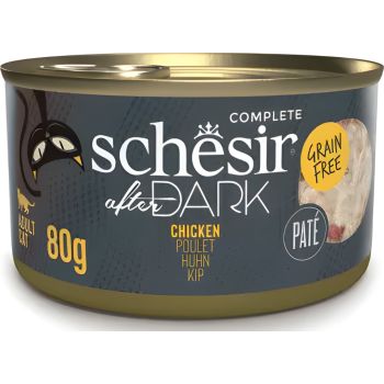 Schesir After Dark Pate Chicken 80g tins — Wet Cat Food available at VetPulse Veterinary Centre, Al Muwaileh Sharjah