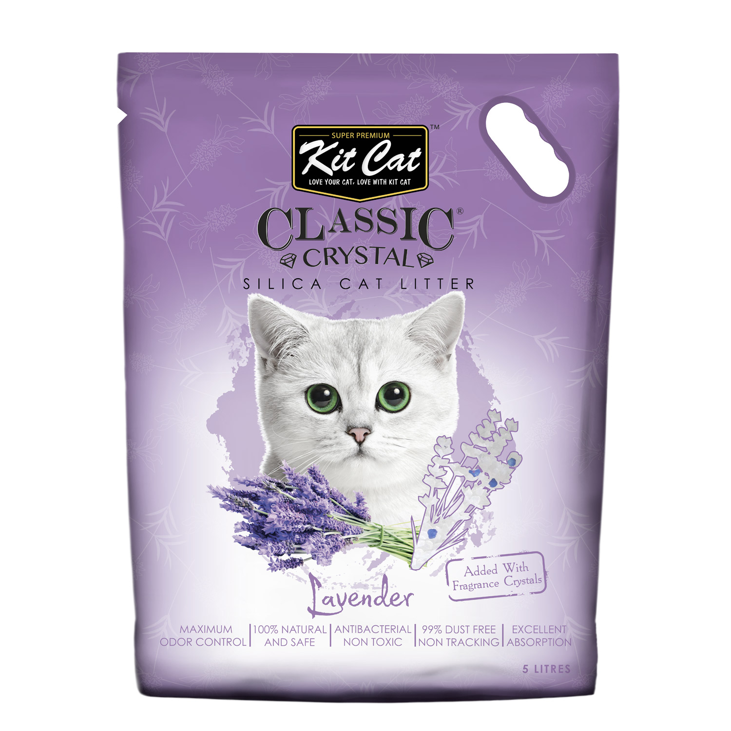 Kit Cat Classic Crystal Cat Litter – Lavender (5 Litres) available at VetPulse Veterinary Centre, Al Muwaileh Sharjah