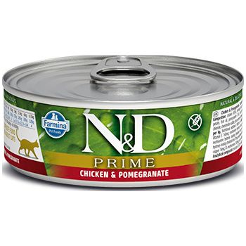 Farmina N&D Prime Chicken and Pomegranate Canned Cat Food - 70 g 70g — Wet Cat Food available at VetPulse Veterinary Centre, Al Muwaileh Sharjah