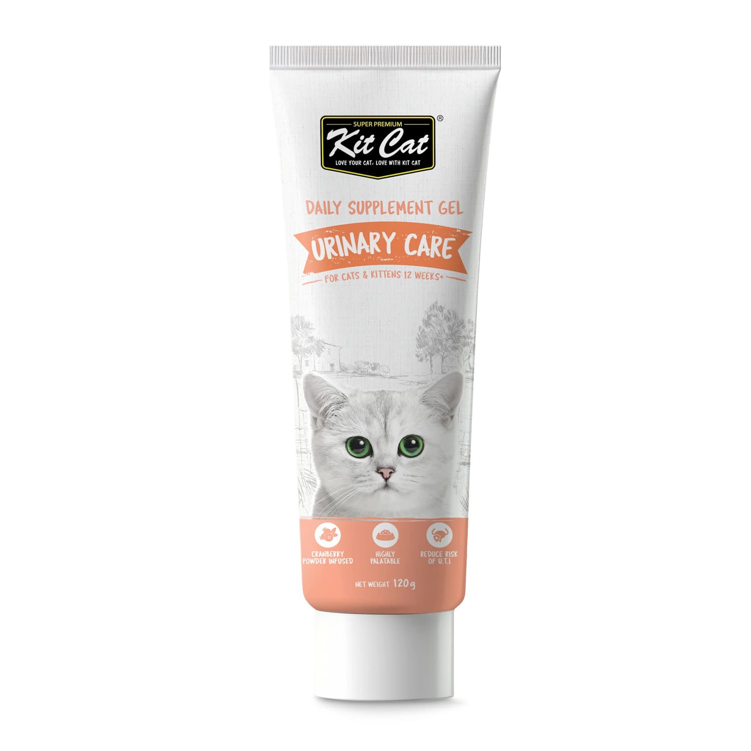 Kit Cat Daily Nutritional Supplement Gel For Cats & Kittens – Urinary Care (120g) — Pet Supplement available at VetPulse Veterinary Centre, Al Muwaileh Sharjah