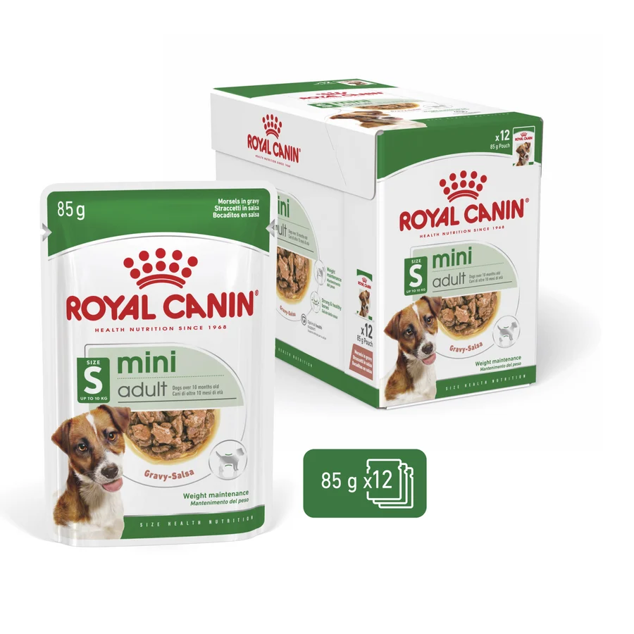 Royal Canin Size Health Nutrition Mini Adult (Wet Food - Pouches) 12 x 85 g 12 x 85g — Wet Dog Food available at VetPulse Veterinary Centre, Al Muwaileh Sharjah
