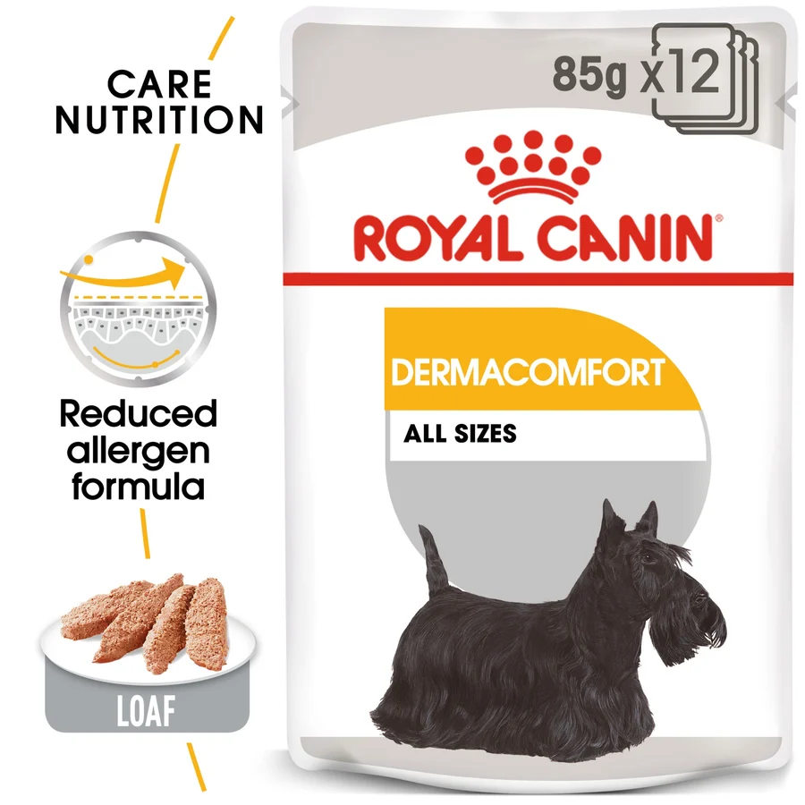 Royal Canin Canine Care Nutrition Dermacomfort (Wet Food - Pouches) 12 x 85 g 12 x 85g — Wet Dog Food available at VetPulse Veterinary Centre, Al Muwaileh Sharjah