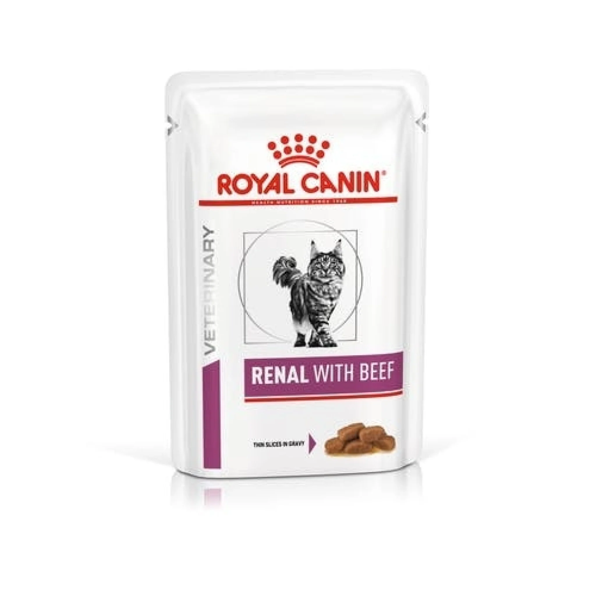 Royal Canin Vet Health Nutrition Feline Renal Beef (WET FOOD - Pouches) 12 x 85g — Veterinary Diet Wet Cat Food available at VetPulse Veterinary Centre, Al Muwaileh Sharjah