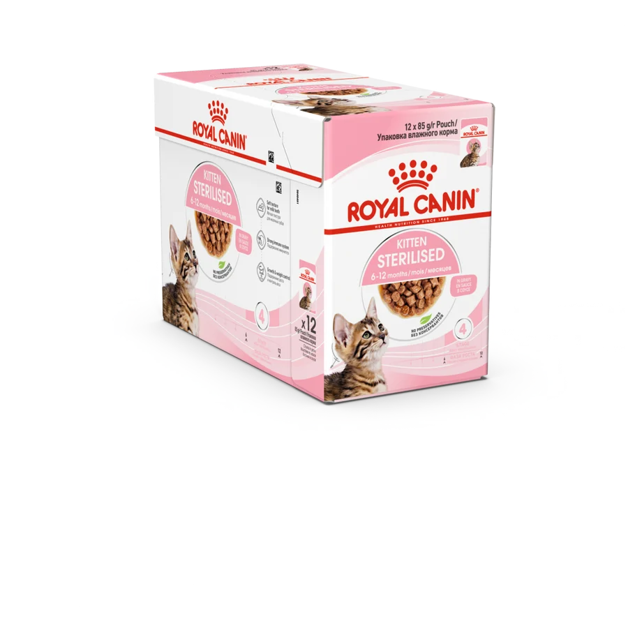 Royal Canin Feline Health Nutrition Kitten Sterilised Gravy (Wet Food - Pouches) 12 x 85 g 12 x 85g — Wet Cat Food available at VetPulse Veterinary Centre, Al Muwaileh Sharjah