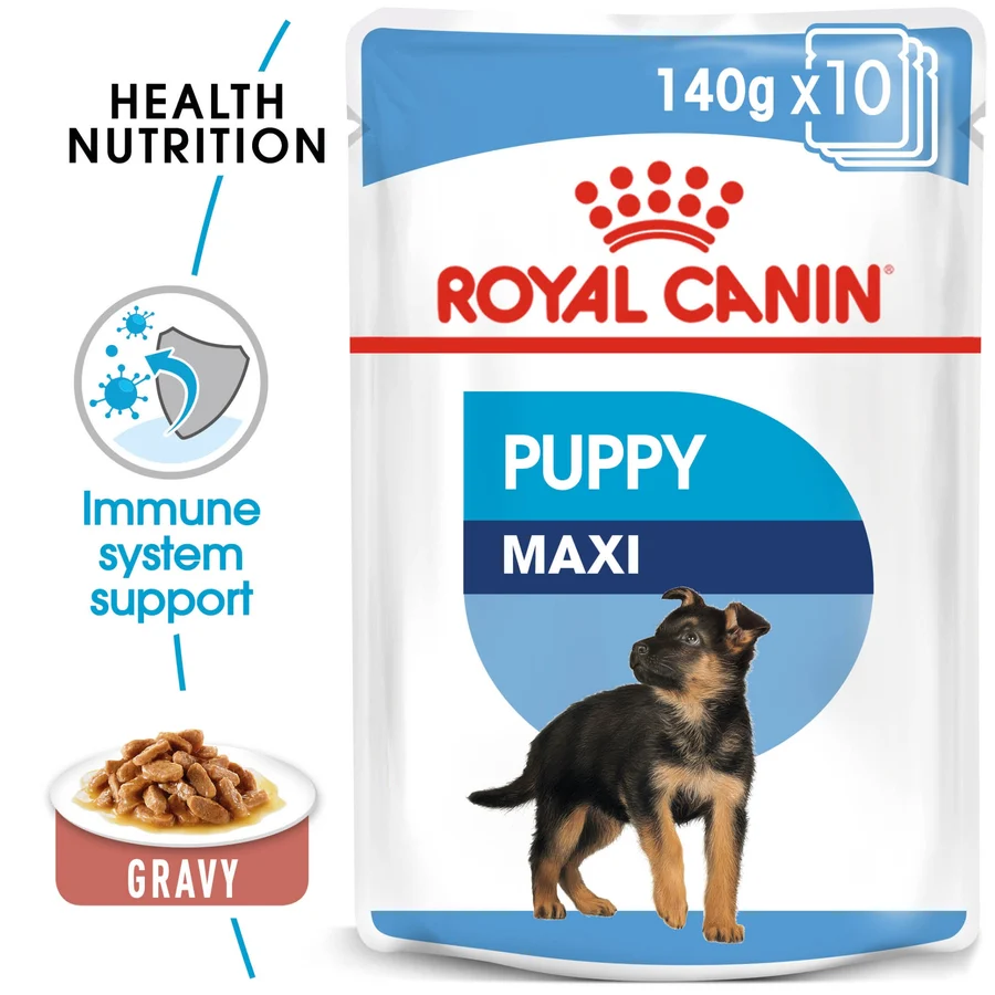 Royal Canin Size Health Nutrition Maxi Puppy (Wet Food - Pouches) 10 x 140 g — Wet Dog Food available at VetPulse Veterinary Centre, Al Muwaileh Sharjah